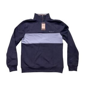 Ben Sherman Men's Blue Long Sleeve Pullover Zip Polo Top Size Small New